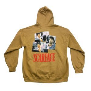 Scarface Hoodie Mens Medium M Brown Red Long Sleeve Pullover Tony Montana NWT